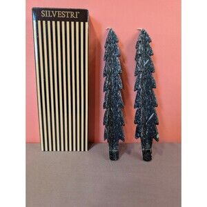Vintage Silvestri Holiday Evergreen Candles Set Green 12 Inches